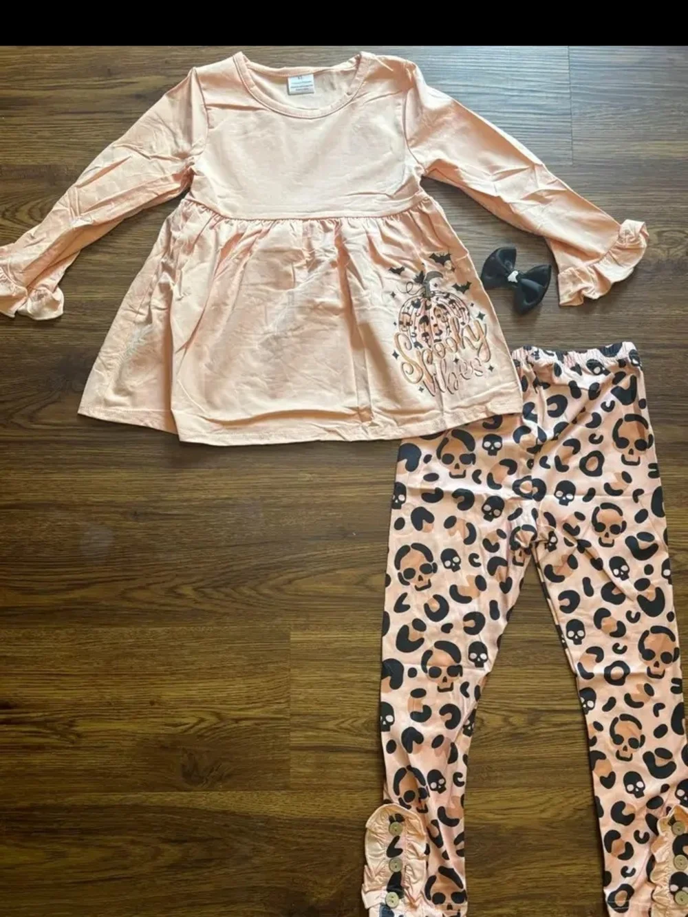 Kids Long Sleeve Pink Pumpkin Graphic Pajama Set